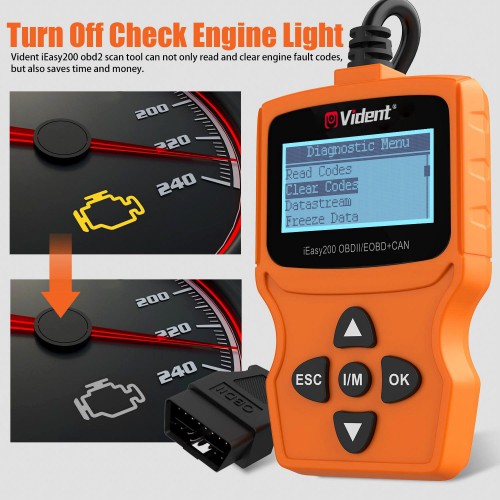 VIDENT iEasy200 OBDII/EOBD+CAN Code Reader for Vehicle Checking Engine Light Car Diagnostic Scan Tool