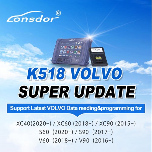 Lonsdor Volvo License for Latest XC40 XC60 XC90 S60 S90 V60 V90 Smart Key for K518ise/K518S