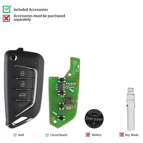Xhorse XKCD02EN 4 Buttons Wire Remote for Cadillac Style 5pcs