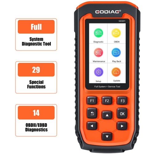 [US Ship Only] GODIAG GD201 Professional OBDII All-makes Full System Diagnostic Tool with 29 Service ABS Airbag Oil Light Reset