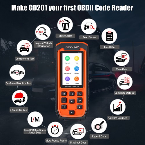 [US Ship Only] GODIAG GD201 Professional OBDII All-makes Full System Diagnostic Tool with 29 Service ABS Airbag Oil Light Reset