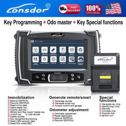 Lonsdor K518ISE Key Programmer Support VW 4th 5th IMMO BMW FEM/EDC Toyota H Chip