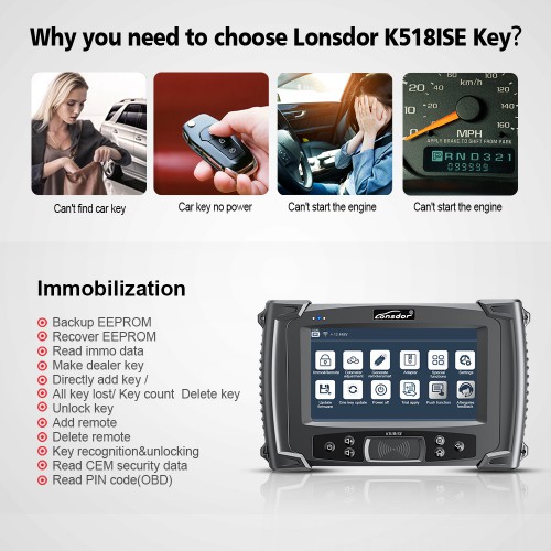 Lonsdor K518ISE Key Programmer Support VW 4th 5th IMMO BMW FEM/EDC Toyota H Chip