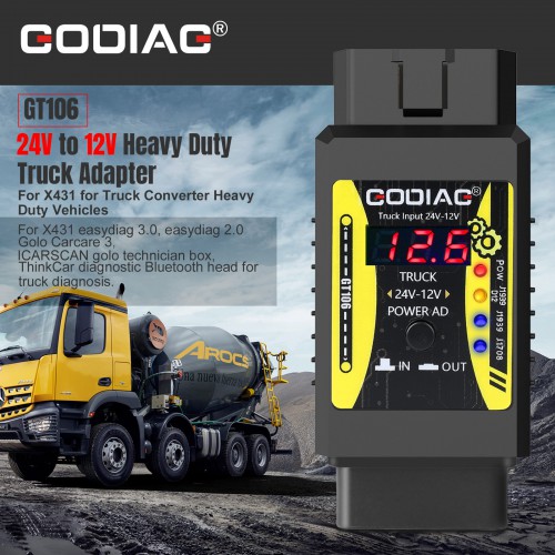 GODIAG GT106 24V to 12V Heavy Duty Truck Adapter for X431 for Truck Converter Heavy Duty Vehicles Diagnosis