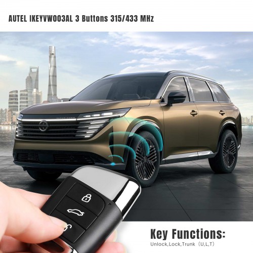 AUTEL IKEYVW003AL 3 Buttons 315/433 MHz 1pcs/lot