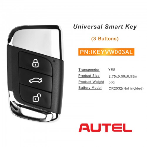 AUTEL IKEYVW003AL 3 Buttons 315/433 MHz 1pcs/lot