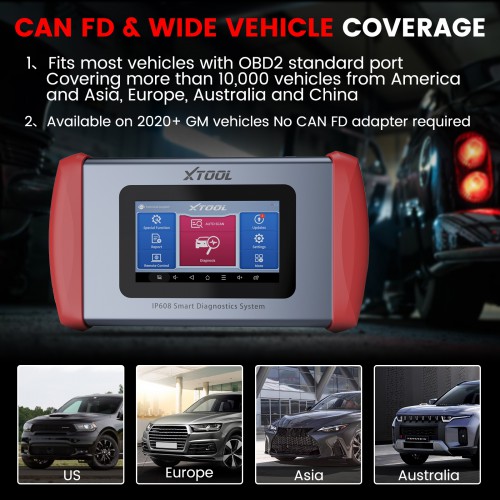 XTOOL InPlus IP608 OBD2 Scanner Diagnostic Tool Android 10.With CAN FD, 30+ Services, All System Scan Tool, ABS Bleeding Lifetime Free Update