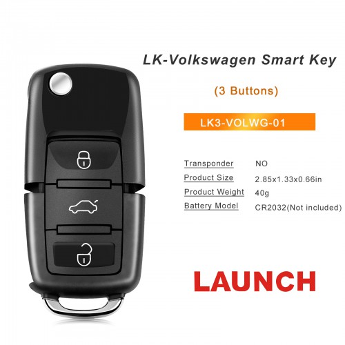 Launch LK-Volkswagen Smart Key (Folding 3-Button-Black) LK3-VOLWG-01 5pcs/lot