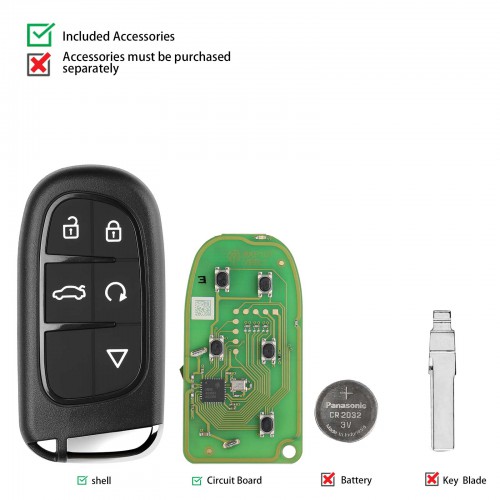 Xhorse XM38 Universal Smart Remote Key 5 Buttons Jeep Type 2 Style XSJP01EN 5pcs/lot