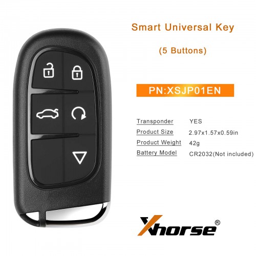 Xhorse XM38 Universal Smart Remote Key 5 Buttons Jeep Type 2 Style XSJP01EN 5pcs/lot