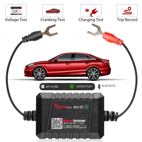 Vgate Battery Assistant BlueTooth 4.0 Wireless 6~20V Automotive Battery Load Tester Diagnositic Analyzer Monitor for Android & iOS