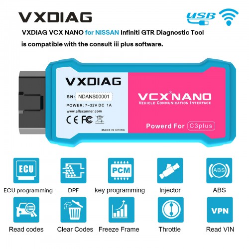 [US/EU/UK Ship] VXDIAG VCX NANO for NISSAN Infiniti GTR with Software Diagnostic programming and coding Tool 2006-2025