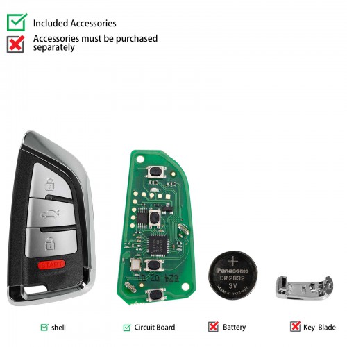 Xhorse VVDI XSDFX2EN MQB48 MQB49 XS Series Universal Smart Key SMALL KNIFE STYLE 4 Buttons 5pcs/lot