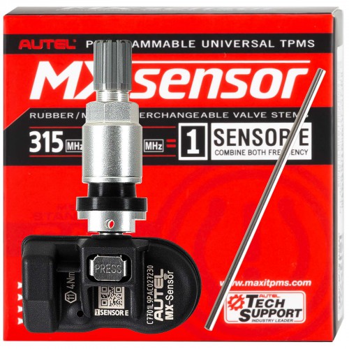Autel MX-Sensor 315MHz+433MHz 2 in 1 Universal Programmable TPMS Sensor Metal/Rubber OE Level Tire Pressure Monitoring System