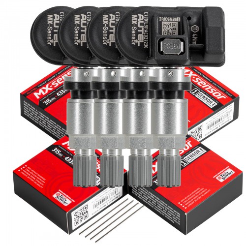 Autel MX-Sensor 315MHz+433MHz 2 in 1 Universal Programmable TPMS Sensor (Metal Values/ Rubber Values) OE-Level Tire Pressure Monitoring Syste 4pcs/lot