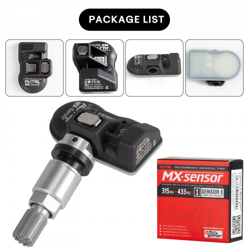 Autel MX-Sensor 315MHz+433MHz 2 in 1 Universal Programmable TPMS Sensor (Metal Values/ Rubber Values) OE-Level Tire Pressure Monitoring Syste 4pcs/lot