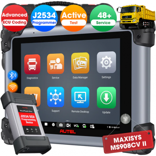 Autel Maxisys MS908CV II (US Version) Heavy Duty Truck Scanner with J2534 ECU Programming, Diesel & Gasoline Scan Tool, Advanced ECU Coding