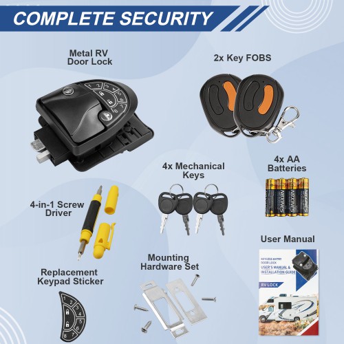[US Ship Only] RV Keyless Entry Door Lock Camper Trailer Door Lock for RV Caravan Travel Trailer