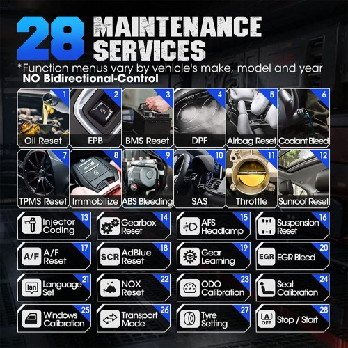 TOPDON ArtiDiag 800BT Full Systems Diagnoses, 28+ Reset Services AutoVIN/ABS Bleeding/IMMO/SAS/BMS/EPB/TPMS/Oil Reset