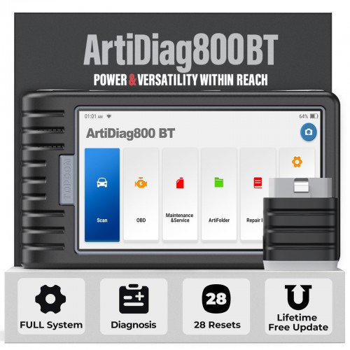 TOPDON ArtiDiag 800BT Full Systems Diagnoses, 28+ Reset Services AutoVIN/ABS Bleeding/IMMO/SAS/BMS/EPB/TPMS/Oil Reset