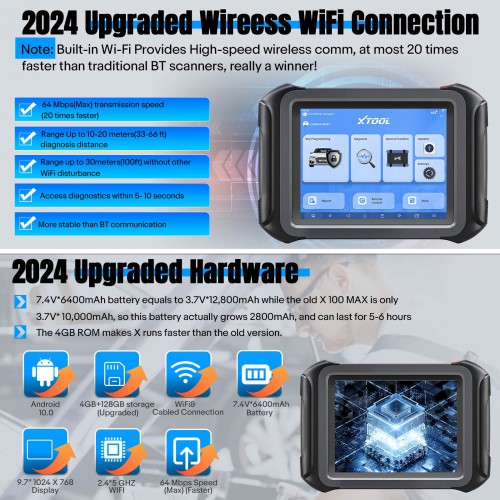 XTOOL X100 MAX Advanced Key Programming Tool + KC501+EEPROM Adapter Topology Mapping, ECU Coding/Programming, Bi-Directional Control CANFD/DoIP