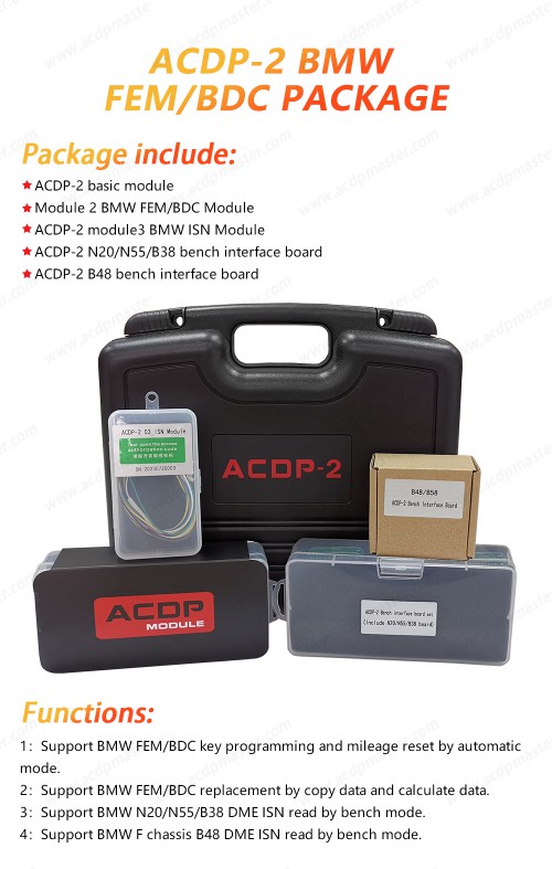 Yanhua Mini ACDP-2 for BMW FEM/BDC Package with Module 2/3 and B48/N20/N55/B38 Bench Interface Board for FEM/BDC Programming ISN Read/write