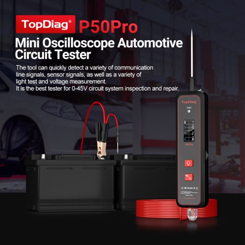 TopDiag P50Pro Mini Oscilloscope Automotive Circuit Tester Detect Sensor Signals AC/DC Detection LED Test Light
