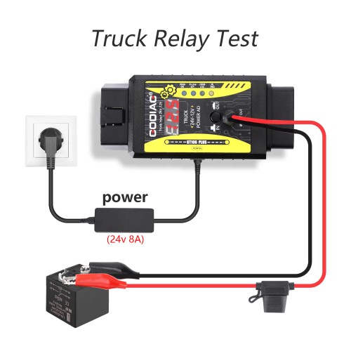 GODIAG GT106 PLUS 24V to 12V Heavy Duty Truck Adapter Fuel Injector Cleaning & Testing Relay Testing for Cars & Trucks