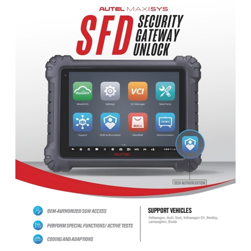 AUTEL VAG SFD Authorization 1 Time for VW Audi, Skoda, SEAT, Volkswagen Commercial Vehicles, Bentley, Lamborghini 2020+
