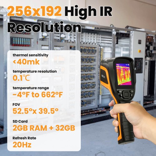 [US Ship] GODIAG GC001 Handheld Thermal Imaging Camera, 256 x 192 IR High Resolution, Infrared Camera Support PC Analysis & Video Recording