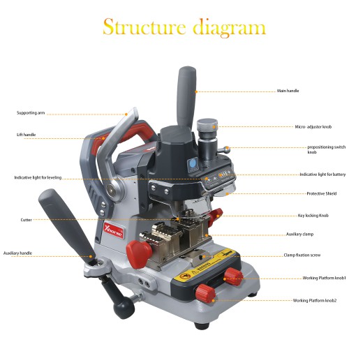[US Ship Only] [Second-Handed] 90% New Xhorse DOLPHIN XP007 XP-007 Mechanical Key Cutting Machine With Built-in Lithium Battery