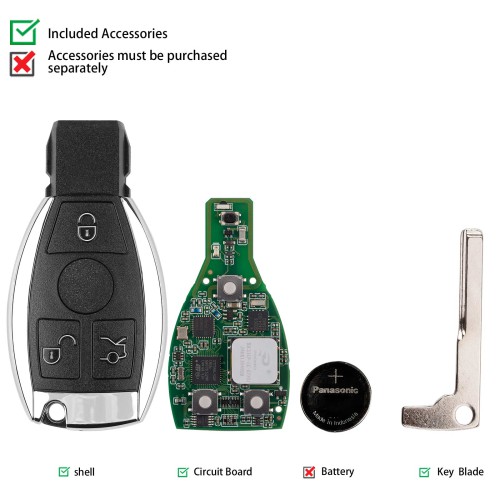 [PCB+Key Shell] Original CG MB FBS3 BGA KeylessGo Key 315/433MHZ for W204 W207 W212 W164 W166 W216 W221 W251+Key Shell 3 Buttons