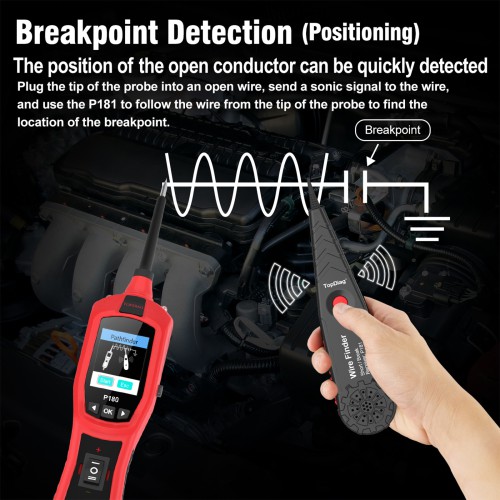 TopDiag P180 for 9-30 Volts Vehicle Electrical System Daignostics Injectors Test Support Cars, Pickups, SUVs, Motorcycles, Excavators, Steamships,