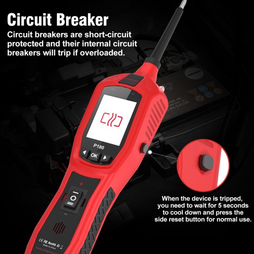 TopDiag P180 for 9-30 Volts Vehicle Electrical System Daignostics Injectors Test Support Cars, Pickups, SUVs, Motorcycles, Excavators, Steamships,