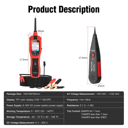 TopDiag P180 for 9-30 Volts Vehicle Electrical System Daignostics Injectors Test Support Cars, Pickups, SUVs, Motorcycles, Excavators, Steamships,