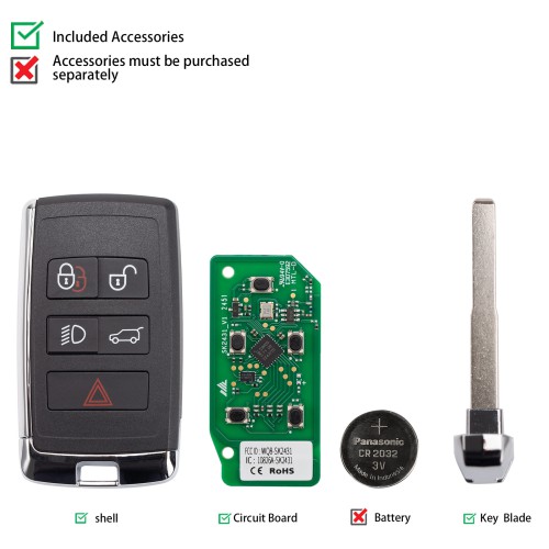 5pcs/lot Autel IKEYLR005AL Land Rover Style Smart Key 315/433 MHz 5 Buttons