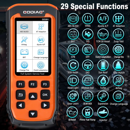 [US Ship Only] [Second-Handed] 90% GODIAG GD201 Professional OBDII All-makes Full System Diagnostic Tool with 29 Service ABS Airbag Oil Light