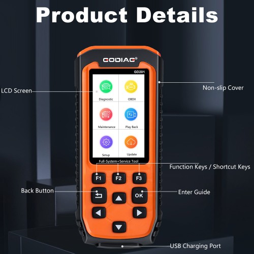 [US Ship Only] [Second-Handed] 90% GODIAG GD201 Professional OBDII All-makes Full System Diagnostic Tool with 29 Service ABS Airbag Oil Light