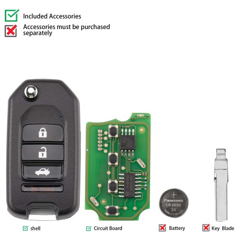 CG A10-3+1 HON.D Style(Flip-3+1BTN) 4 Buttons Wire Remote Used with CGDl K2 Remote Key Programmer 5pcs/lot