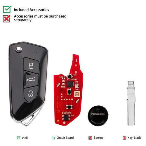 XHORSE	XKGA83EN All Black 3 Buttons Second Generation Universal Wired Remote 5pcs/lot