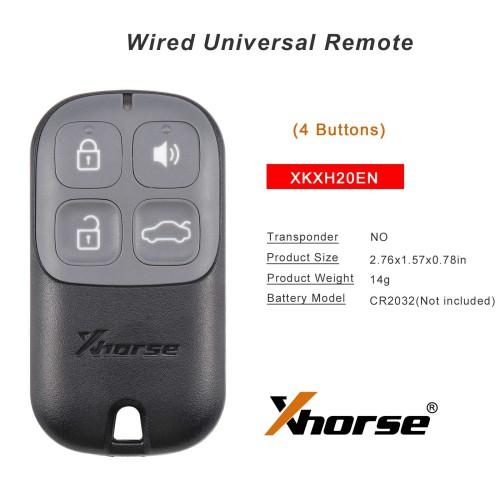 5Pcs/lot XHORSE XKXH20EN VVDI Black 4 Buttons Second Generation Universal Wired Remote