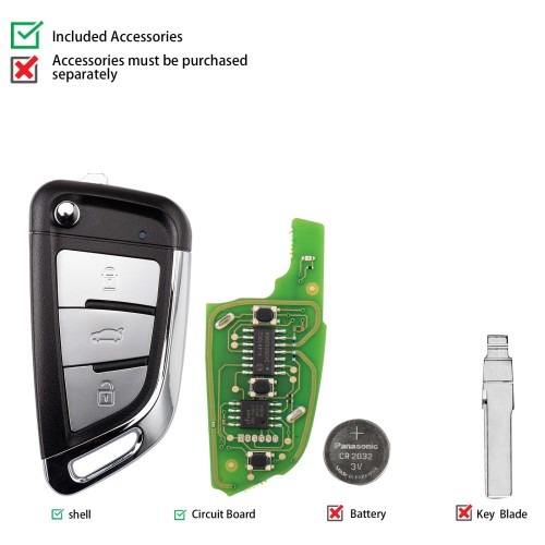 CGDI C13-000038 Metal DF(3BTN) 3 Metal Buttons Wire Remote Used with CGDI K2 Remote Key Programmer 5pcs/lot