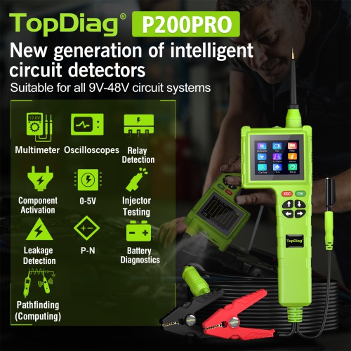 TOPDIAG P200Pro New Generation of Intelligent Circuit Detectors for all 9V-48V circuit system equipment