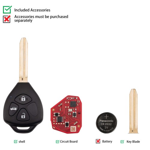 XHORSE XKTO23EN for Toyota Models Left 3 Buttons Triangle Second Generation Wired Remote 5pcs/lot