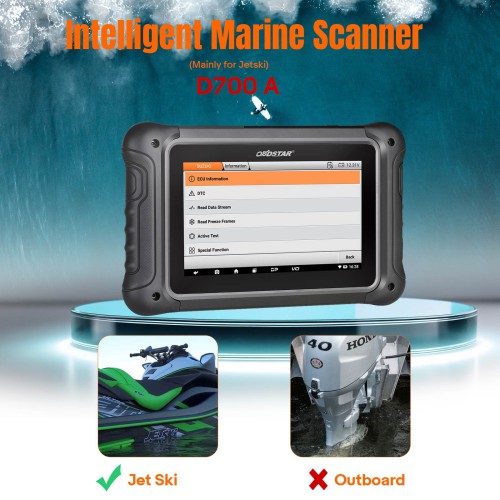 OBDSTAR D700 A (Mainly for Jetski) Intelligent Marine Scanner for Honda Yamaha Kawasaki BRP (Sea Doo)