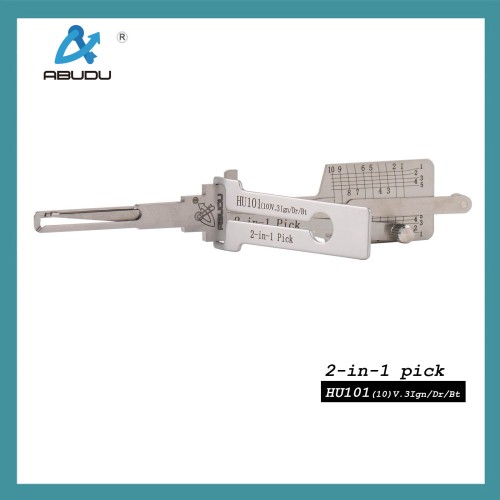 ABUDU HU101 Ignition Universal Door Lock Side-Milled Dual Track Pick and Decoder Tool, 10-Cut Depth