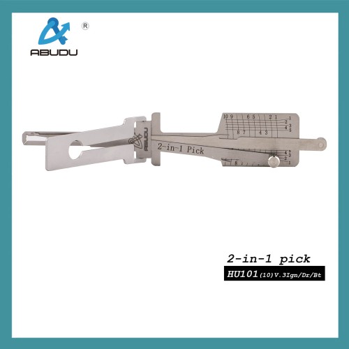 ABUDU HU101 Ignition Universal Door Lock Side-Milled Dual Track Pick and Decoder Tool, 10-Cut Depth