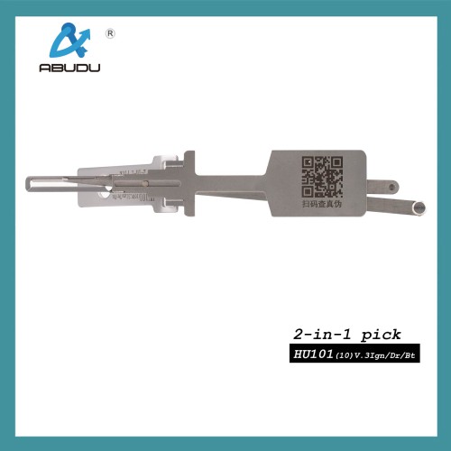 ABUDU HU101 Ignition Universal Door Lock Side-Milled Dual Track Pick and Decoder Tool, 10-Cut Depth