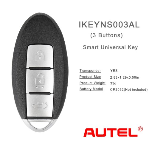 AUTEL IKEYNS003AL Nissan, 3 Buttons Smart Universal Key 1pcs/lot