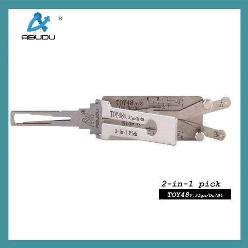 ABUDU TOY48 Ignition and Universal Door Lock Internal Mill 4-Track Pick and Decode 2-in-1 Tool, Tooth Depth (5-cut) IC CARD:872